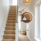LED Backlit Round Wall Art, Small Wabi Sabi Wood Panel with