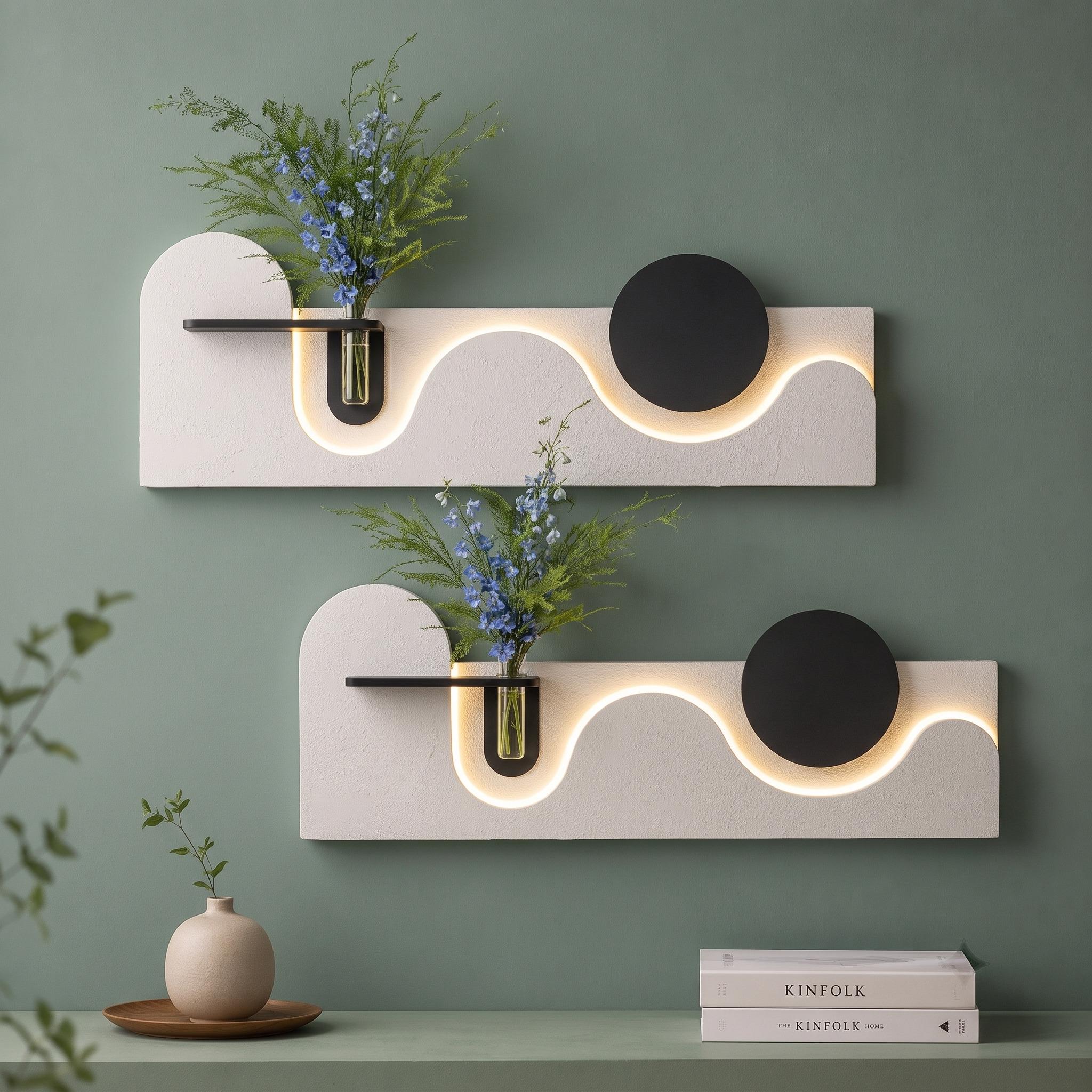 Wabi Sabi Wall Art, Japandi LED Wall Decor