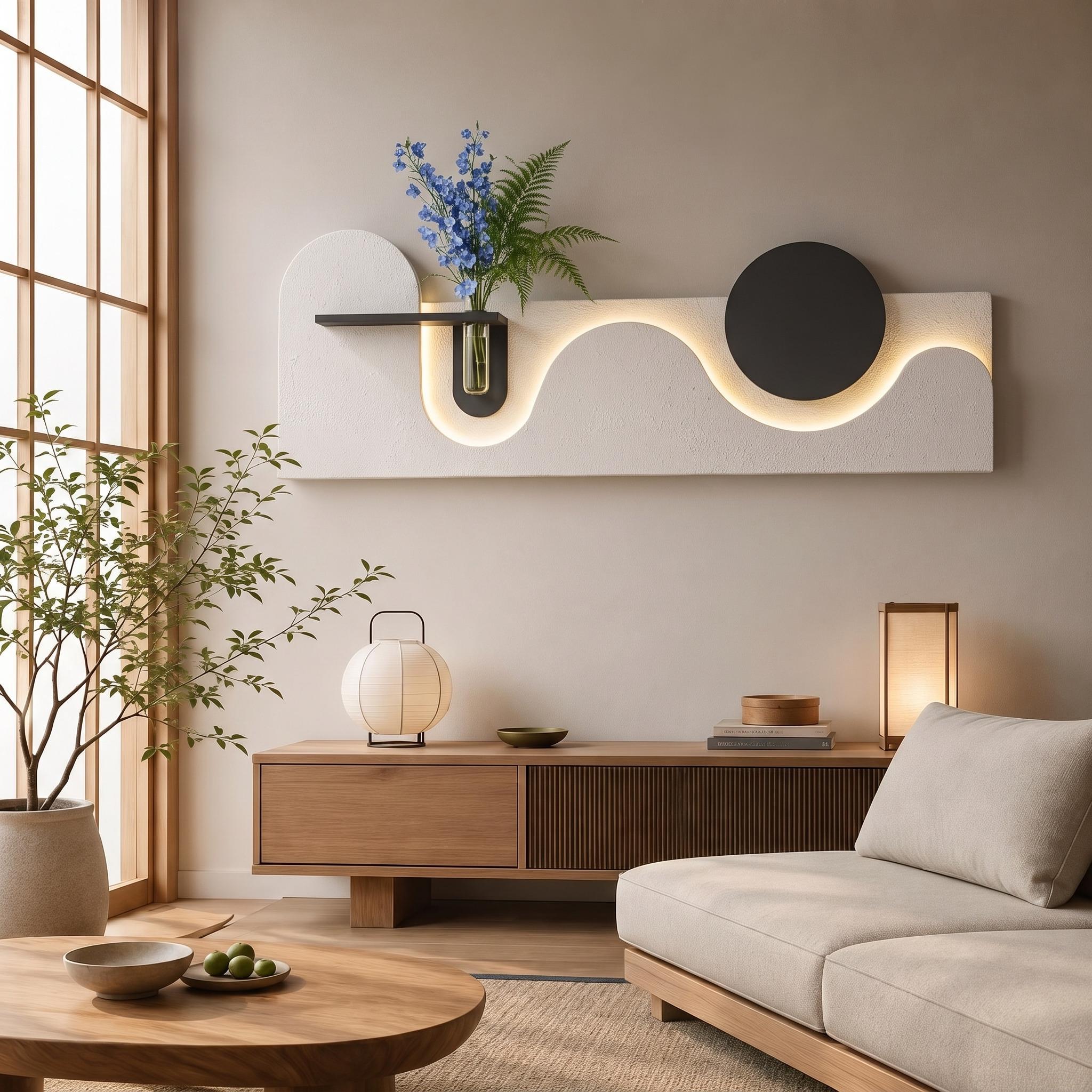 Wabi Sabi Wall Art, Japandi LED Wall Decor