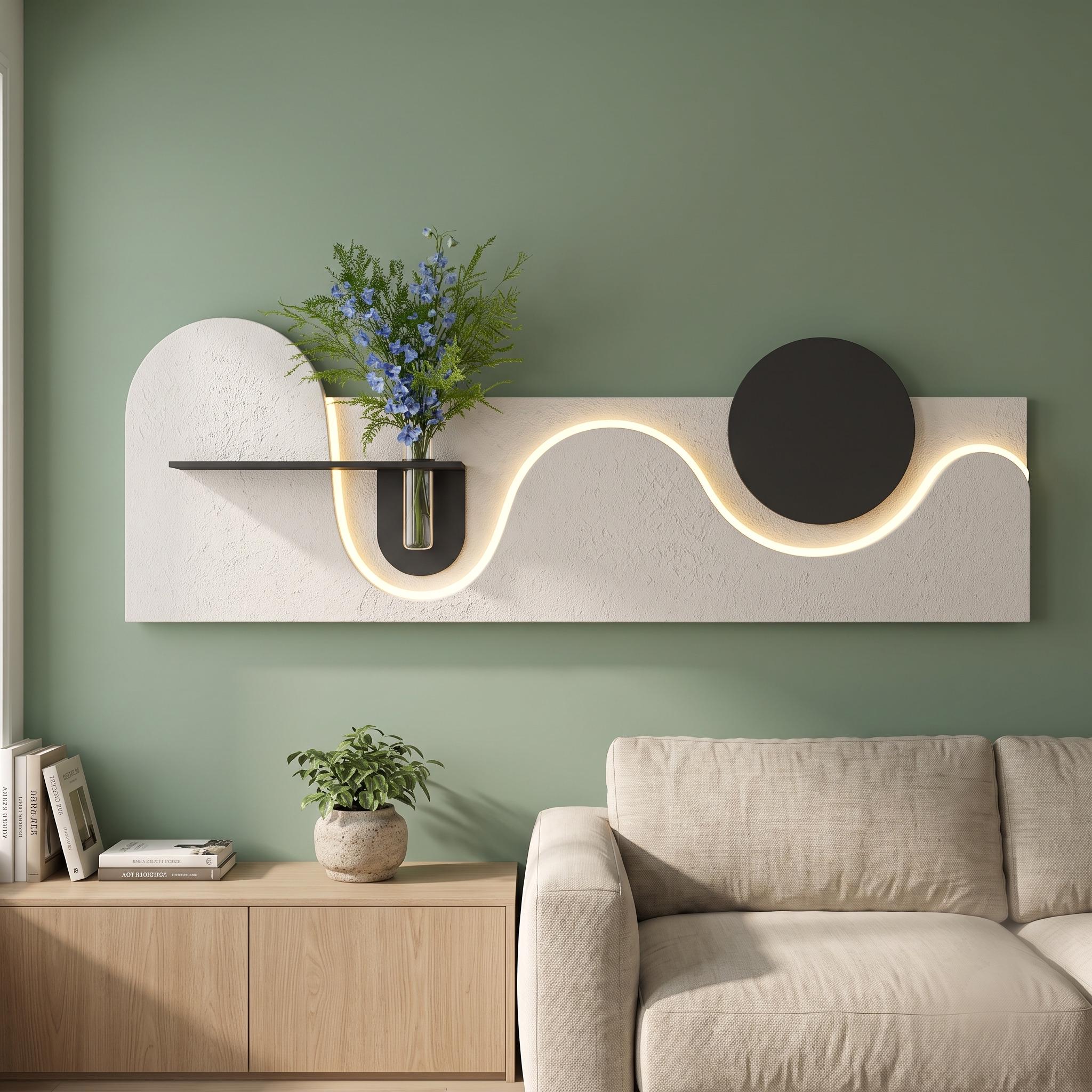 Wabi Sabi Wall Art, Japandi LED Wall Decor