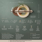Specification diagram of the plaster ring wall art, 120 x 70 cm with a 70 cm ring diameter