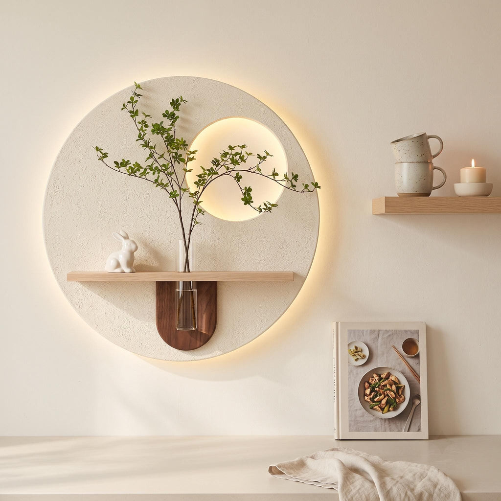 Wabi Sabi Plaster Wall Sconce, Japandi LED Decor