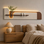 Above Sofa Wall Decor, Long Backlit Wall Art with Shelf and