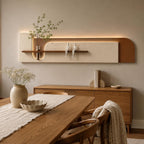 Above Sofa Wall Decor, Long Backlit Wall Art with Shelf and