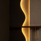 Tall Backlit Wall Art, Black Textured Panel with Shelf and