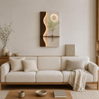 Vertical Wall Art with Shelf, Backlit Plaster Panel and