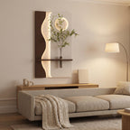 Vertical Wall Art with Shelf, Backlit Plaster Panel and