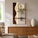 Vertical Wall Art with Shelf, Backlit Plaster Panel and
