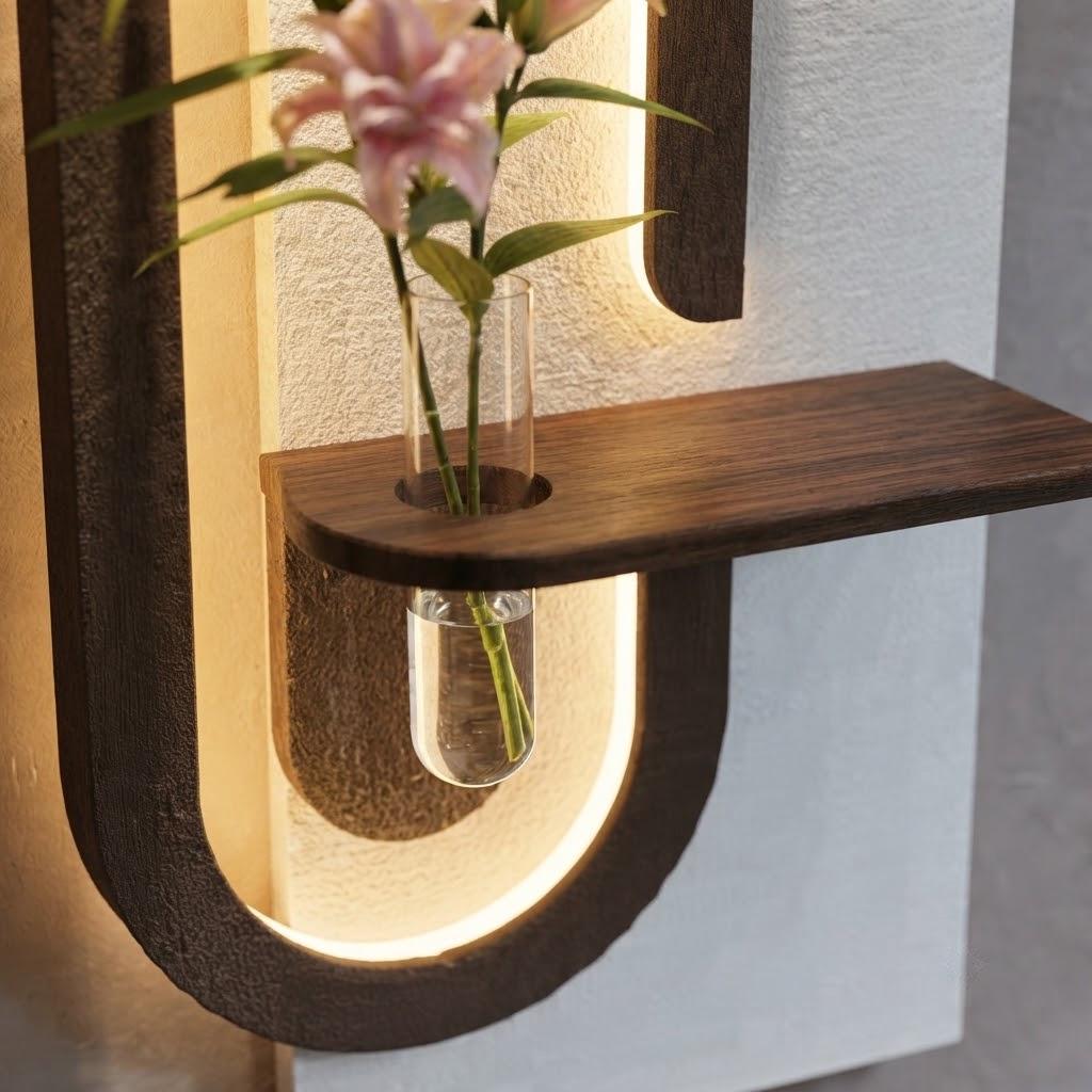 Backlit Wall Sconce Art, Tall Panel with Glowing Arch