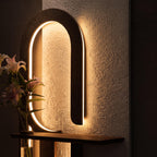 Backlit Wall Sconce Art, Tall Panel with Glowing Arch