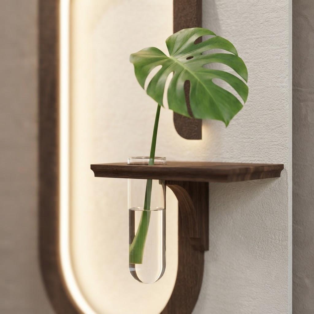 Backlit Wall Sconce Art, Tall Panel with Glowing Arch