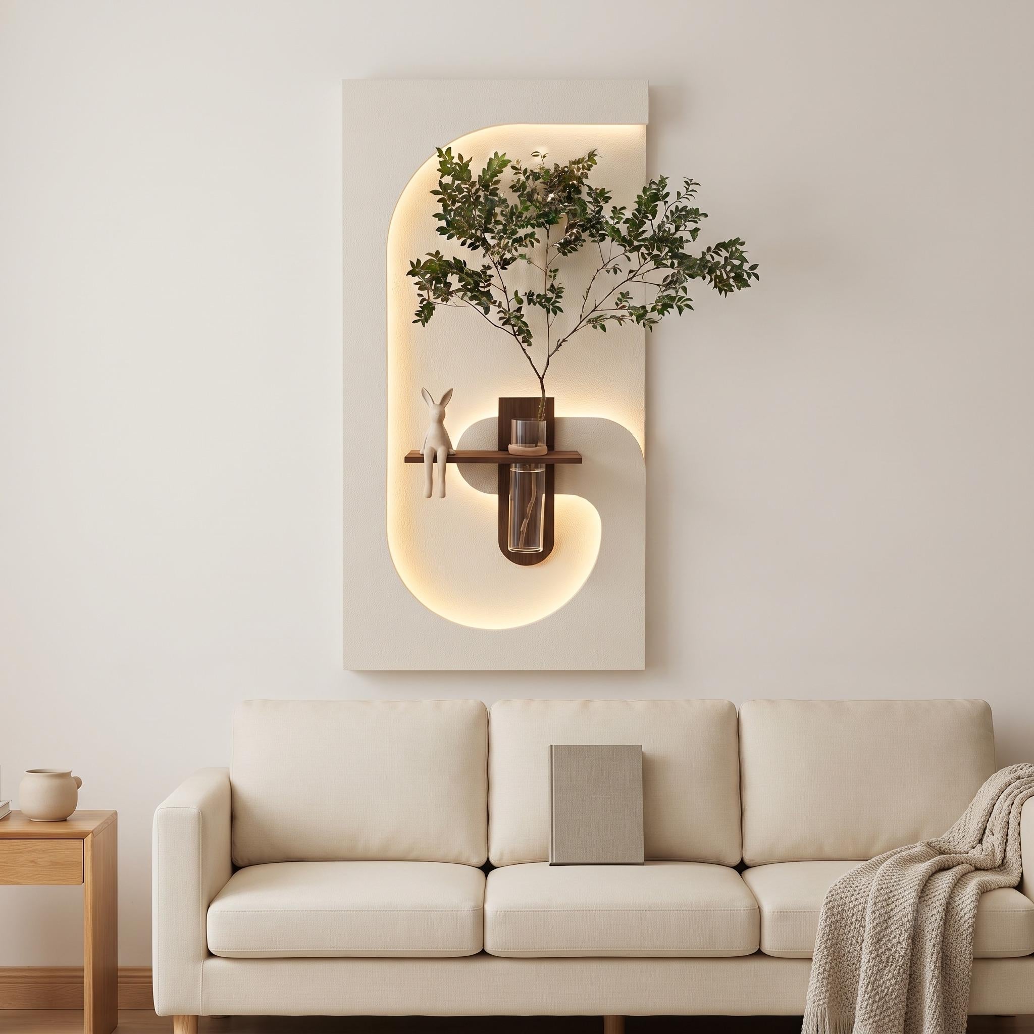 Tall Wall Art with Shelf and Vase