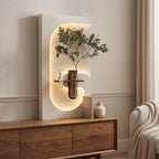 Tall Wall Art with Shelf and Vase