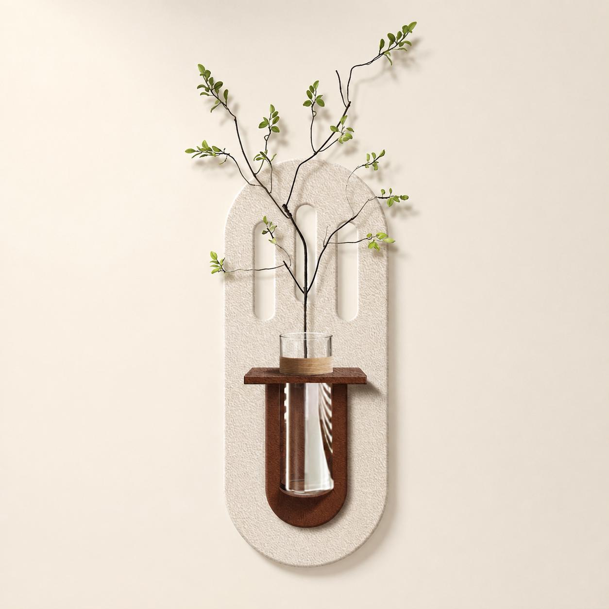 Textured LED Wall Stem Vase, Cream Test Tube Holder Mood