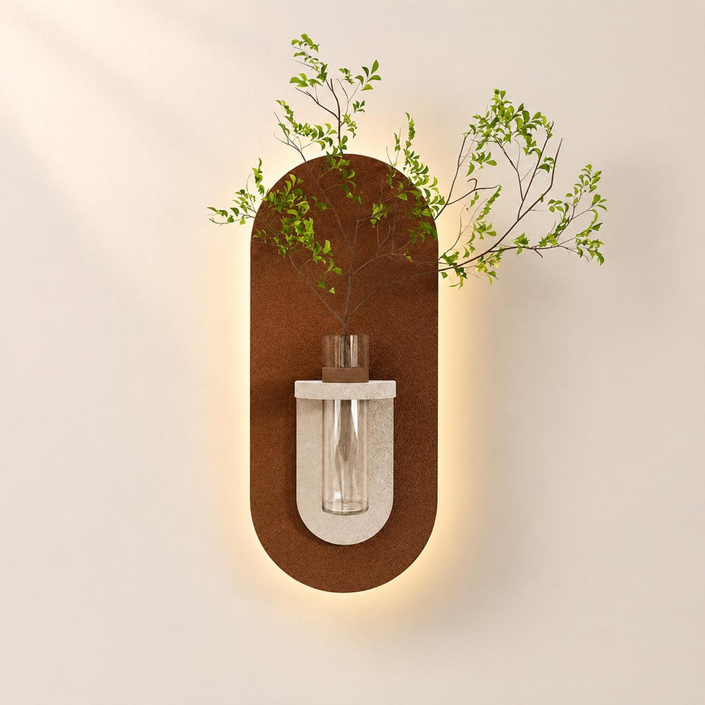 Textured LED Wall Stem Vase, Cream Test Tube Holder Mood