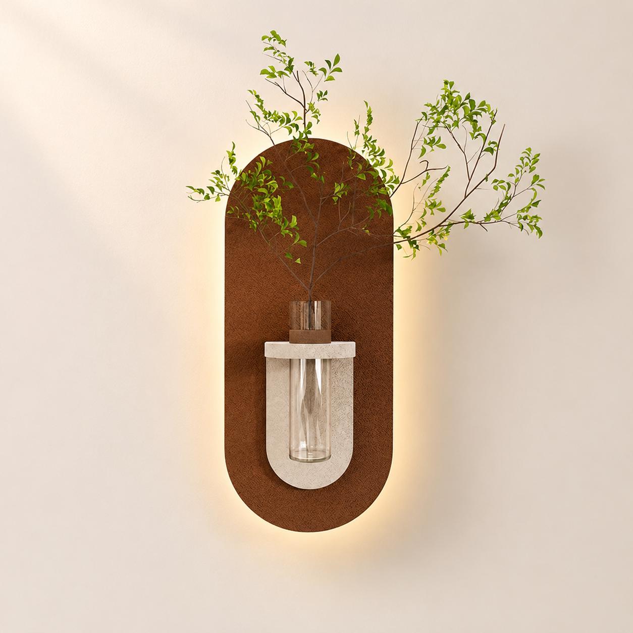 Textured LED Wall Stem Vase, Cream Test Tube Holder Mood