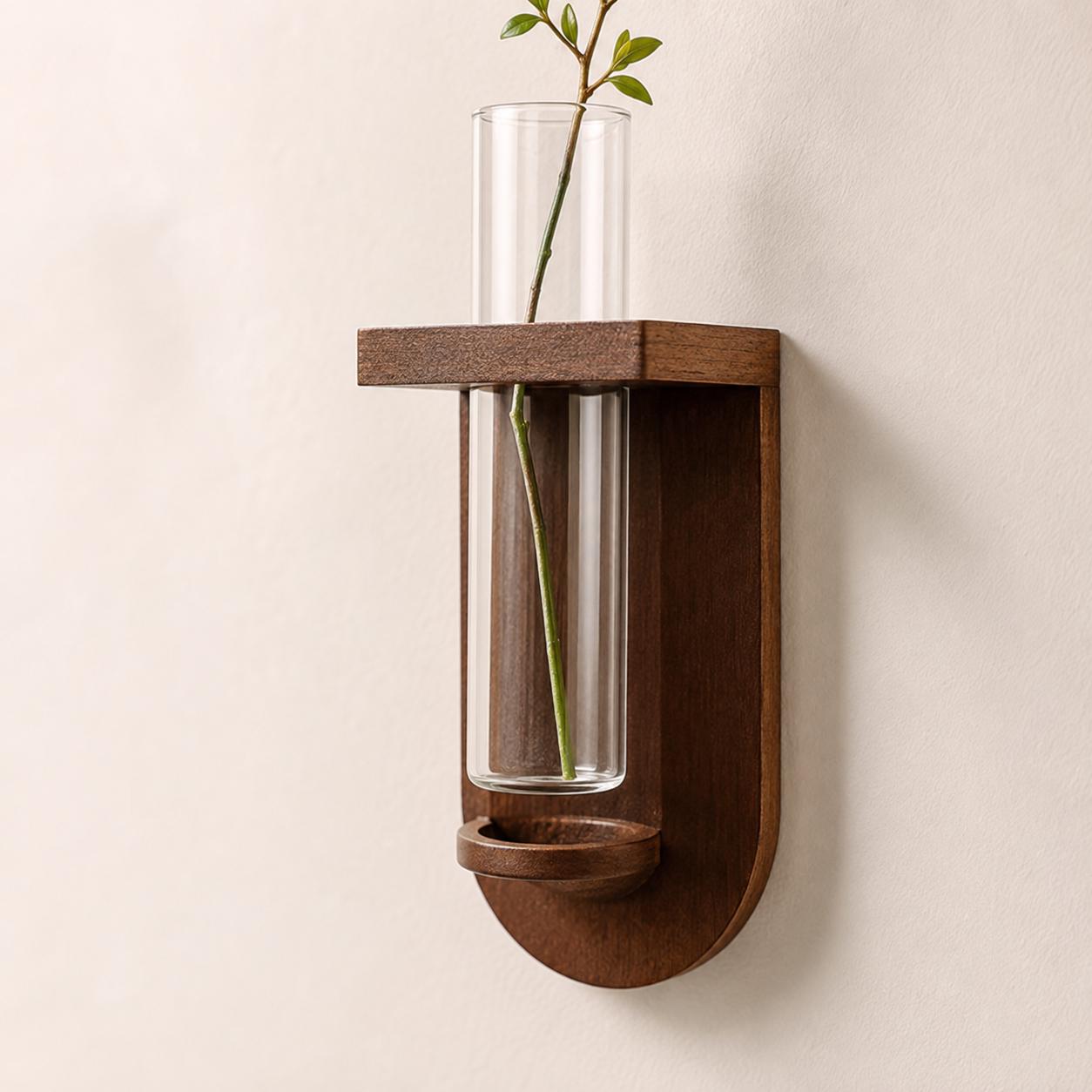 Textured LED Wall Stem Vase, Cream Test Tube Holder Mood