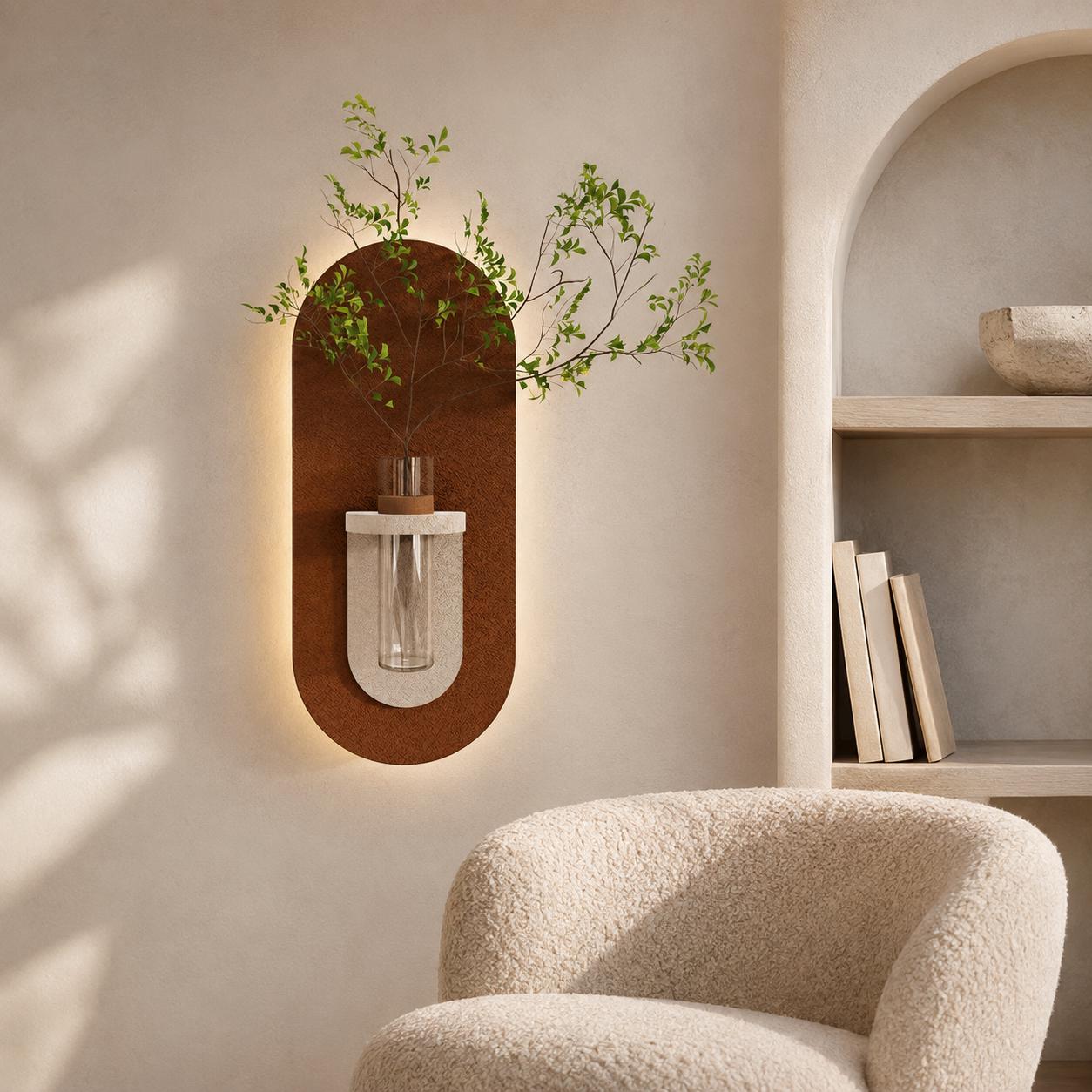 Textured LED Wall Stem Vase, Cream Test Tube Holder Mood