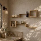 Wall Shelf Set of 6, Natural Pine Wood Cube Plant Shelves