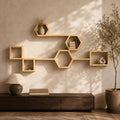 Hexagon Wall Shelf, Natural Pine Wood Cube Modular Plant