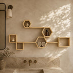 Hexagon Wall Shelf, Natural Pine Wood Cube Modular Plant