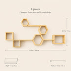 Hexagon Wall Shelf, Natural Pine Wood Cube Modular Plant