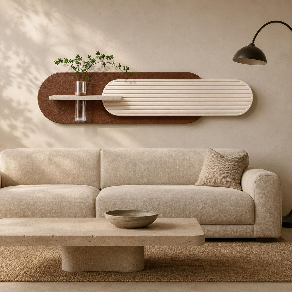 Fluted LED Wall Panel, Cream Rust Sandstone Glass Tube Vase