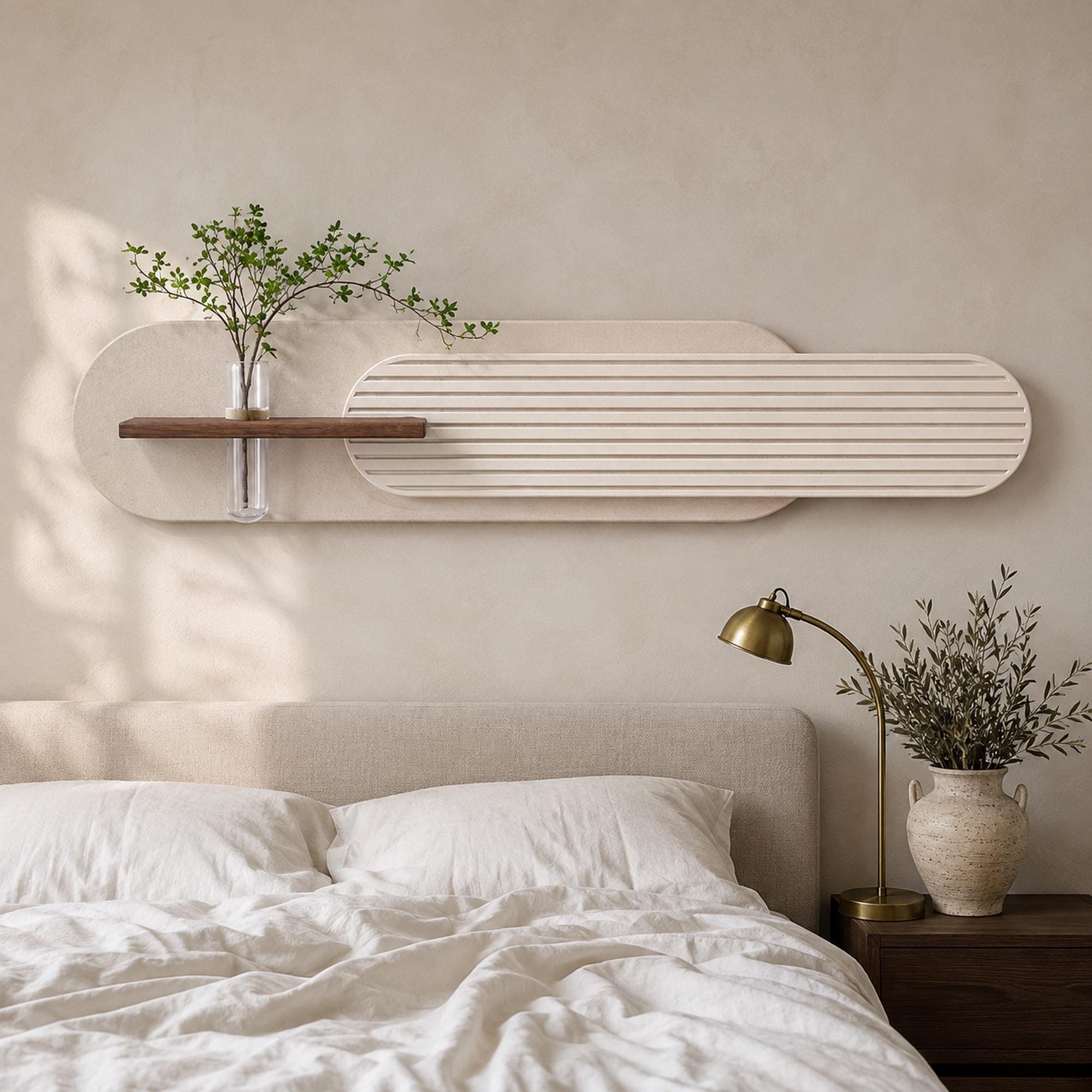Fluted LED Wall Panel, Cream Rust Sandstone Glass Tube Vase