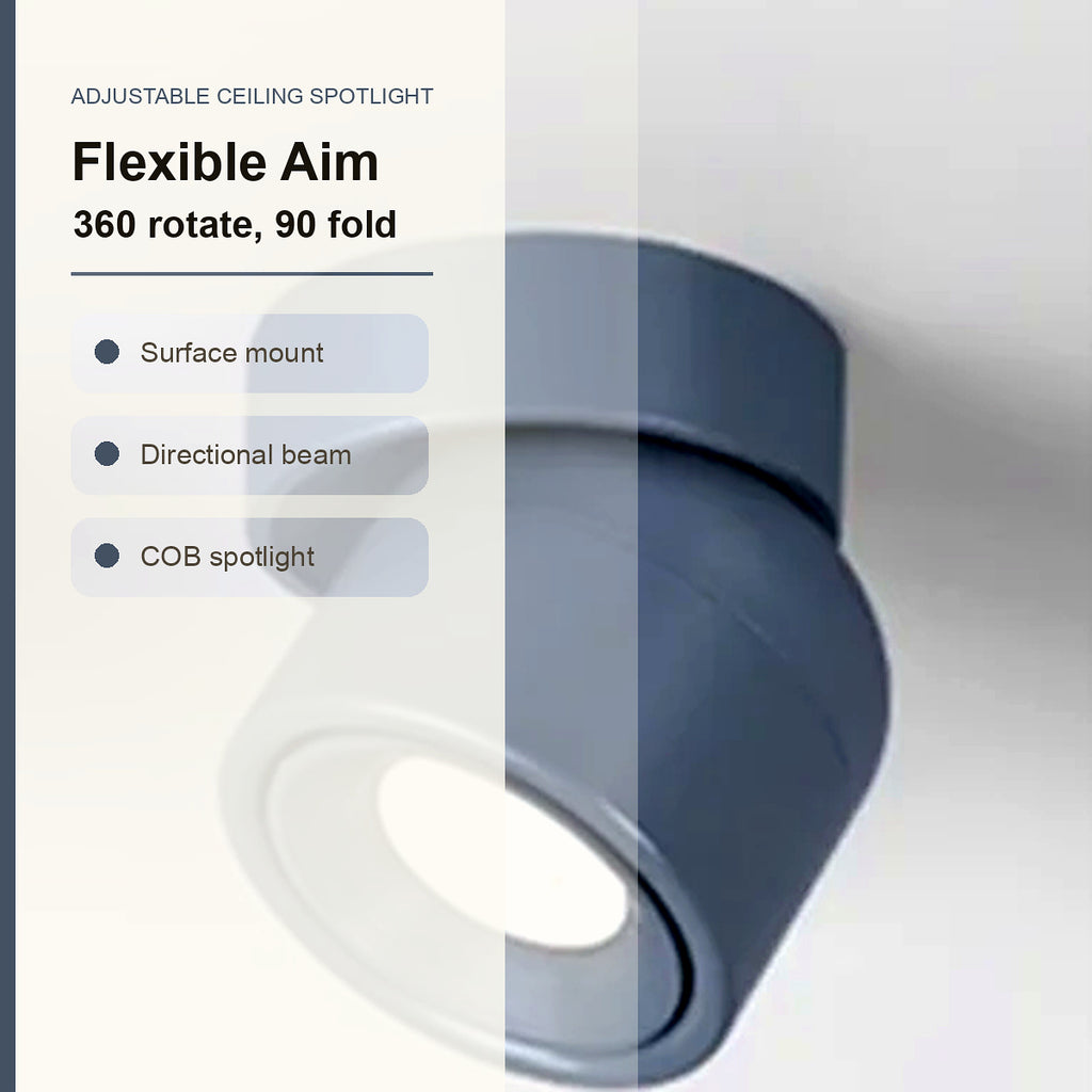 Adjustable Ceiling Spotlight flexible aim infographic