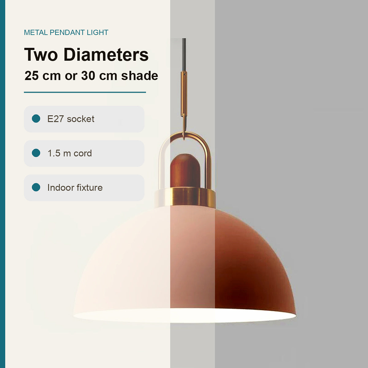 Metal Pendant Light two diameters infographic