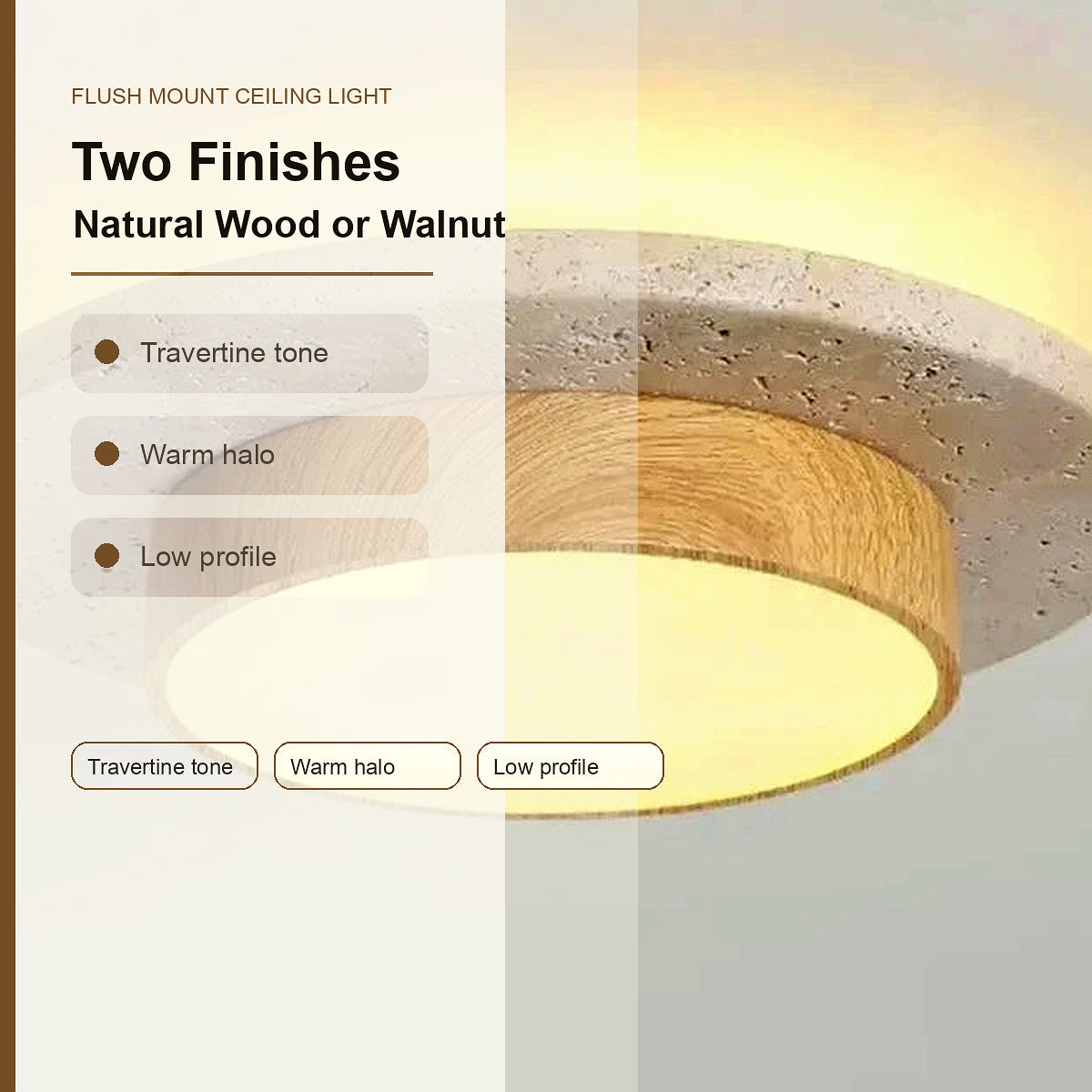 Flush Mount Ceiling Light two finishes infographic