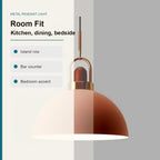 Metal Pendant Light room fit infographic