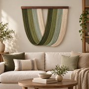 Living room above a sofa, single deep u swag in five colorways