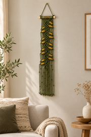 1PCS Bohemian Cotton Rope Wall Hanging Handwoven Macramé Tapestry Home Decor Wall Art Cotton Handmade Boho Leaf Weaving Living generated media