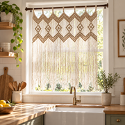 Kitchen window above a farmhouse sink, macrame window panel in 2 sizes