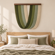 Bedroom above a headboard, single deep u swag in five colorways