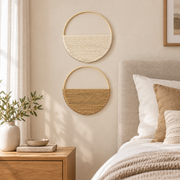 Bedroom above a nightstand, set of 2 woven half moon hoops, 19 cm