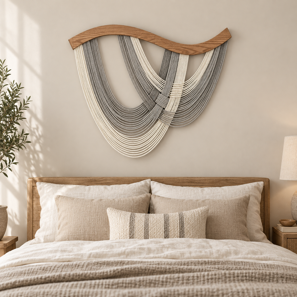 Boho Tapestry Wall Hanging Cotton Rope Wood Beam Art Ornament for Home Living Bedroom Room Decorations Pop Culture Decoration generated media