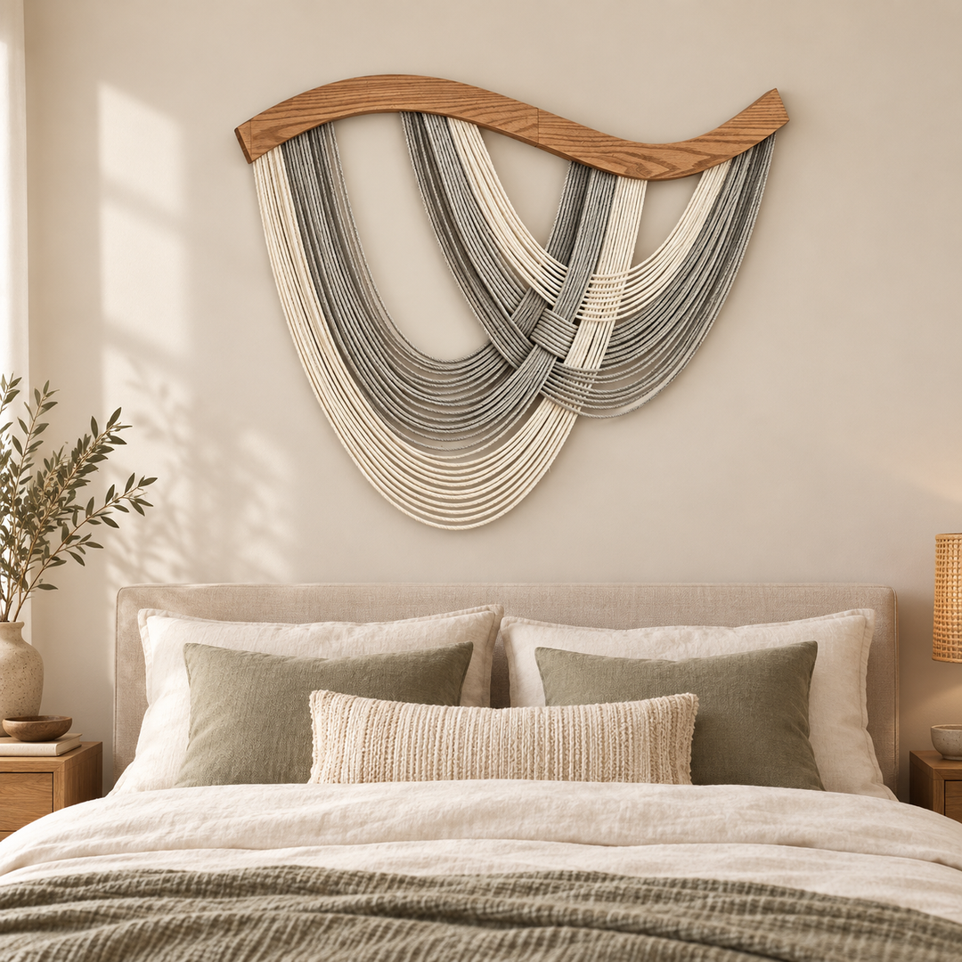 80x60cm Large Boho Decor Wall Yarn Tapestry Macrame Wall Hanging Handmade Tassel for Living Room Bedroom Apartment Home Decor generated media