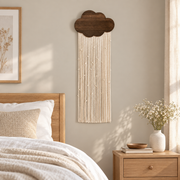 B and B guest bedroom above a nightstand, rain cord in 4 colors