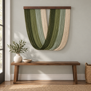 Entryway above a bench, single deep u swag in five colorways