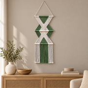 Apartment living room above a sideboard, stacked hourglass tiers