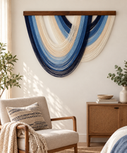 Reading corner beside an armchair, 5 swag shapes across 16 colorways