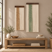 Entry console wall with the pair, knotted leaf vine panel, single or pair