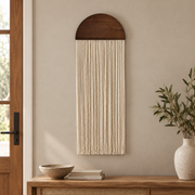 Creative tapestry, hand woven semi-circular wooden board, tassel tapestry, living room, homestay, wall hanging, wall decoration generated media