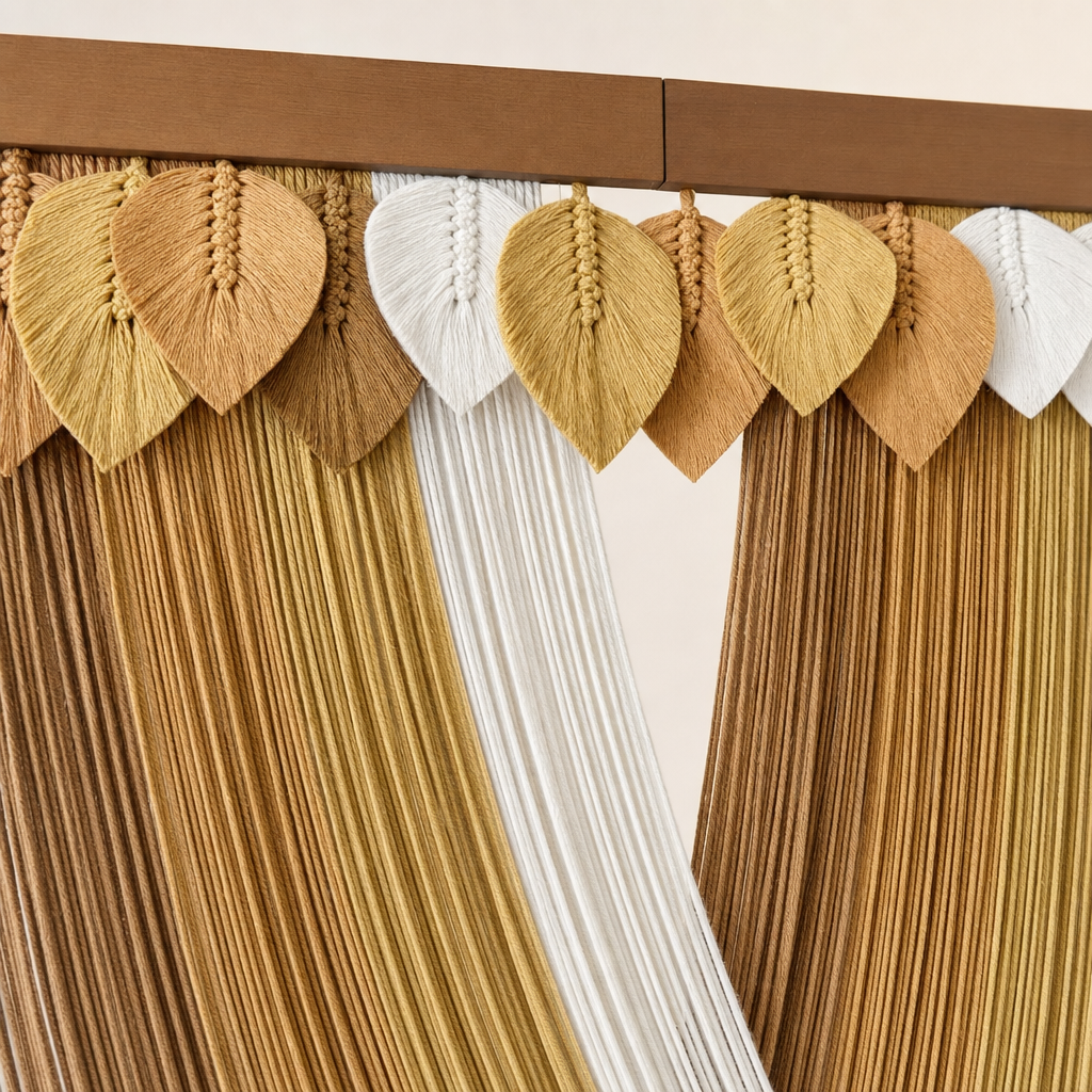 Close view of the cord and knotwork on the Gradient Macrame Wall Hanging, 7 Designs and 3 Sizes
