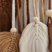 Close view of the cord and knotwork on the Beaded Cord Wall Garland, 120 cm, Leaf or Tassel Ends