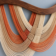 Macro of the ginger coffee loops and the binding at the crossing