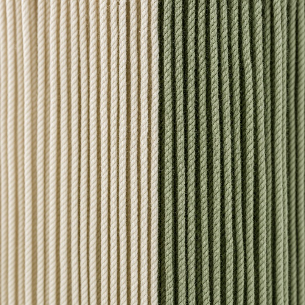 Close view of the cotton cord on the Arched Board Cord Hanging, 30 x 85 cm, 3 Colors, showing the twist of each strand