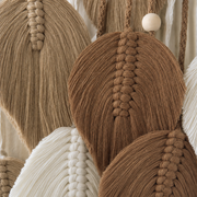 Close view of the cord and knotwork on the Macrame Leaf Wall Hanging, 25 x 60 cm, 2 Colors
